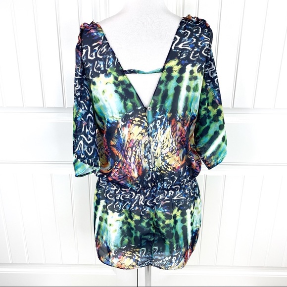 RACHEL Roy Tail Feathers Electric Swimsuit Coverup - Picture 5 of 8